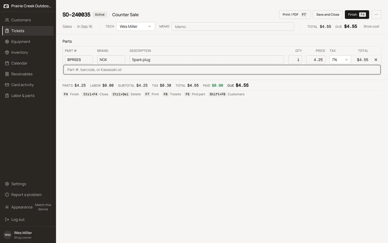 The Cash sale button on the Customers list, beside New customer.